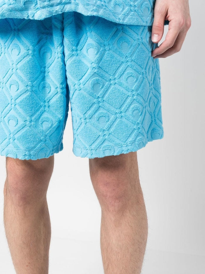 MARINE SERRE Regenerated Sponge Jacquard Sporty Shorts Blue - MAISONDEFASHION.COM