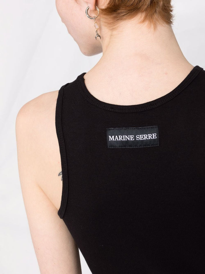 MARINE SERRE UNISEX Organic Cotton Fitted Tank Top Black - MAISONDEFASHION.COM