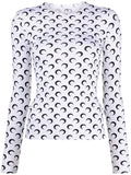 MARINE SERRE WOMEN Crescent Moon-print T-shirt White/Black - MAISONDEFASHION.COM