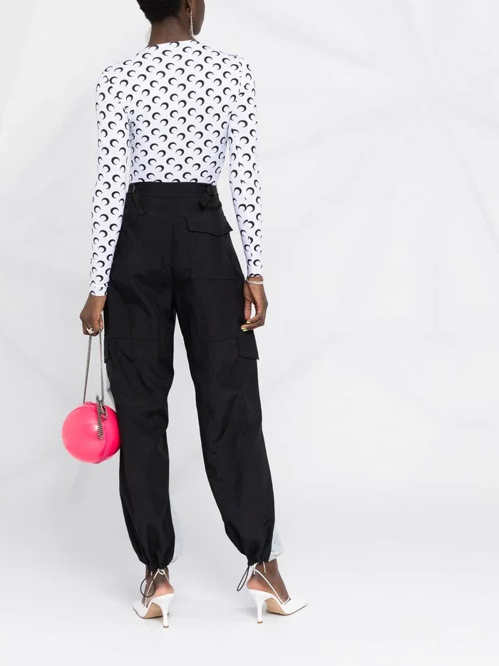 MARINE SERRE WOMEN Crescent Moon-print T-shirt White/Black - MAISONDEFASHION.COM