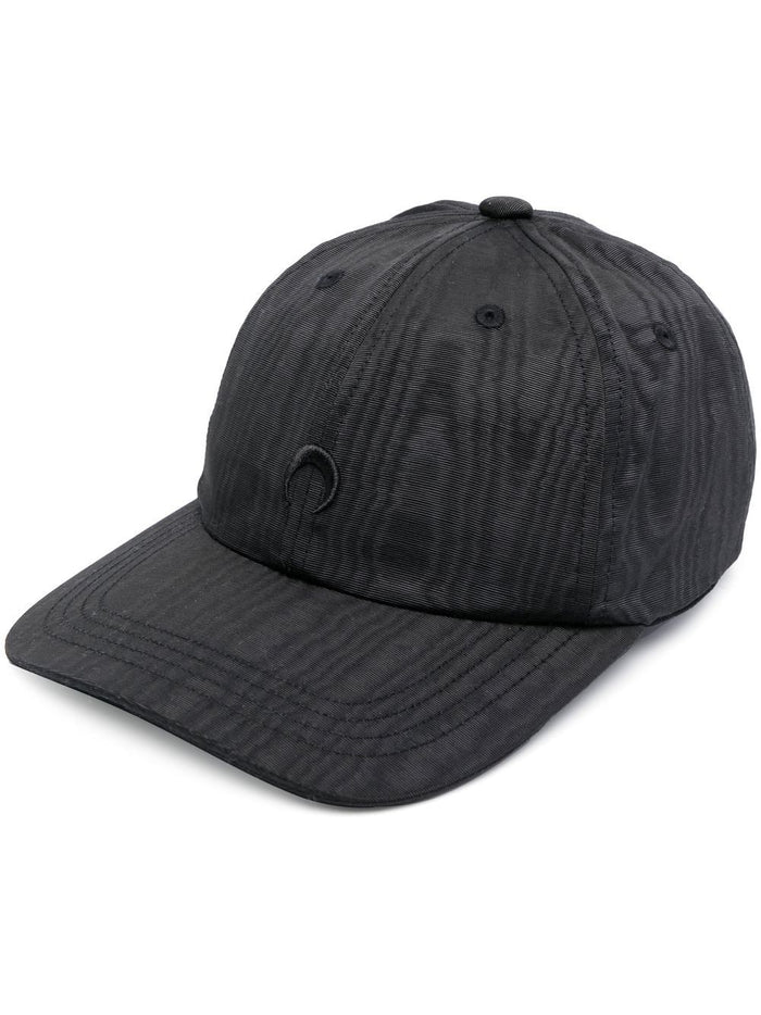 MARINE SERRE WOMEN Logo-embroidered Moiré Cap Black - MAISONDEFASHION.COM