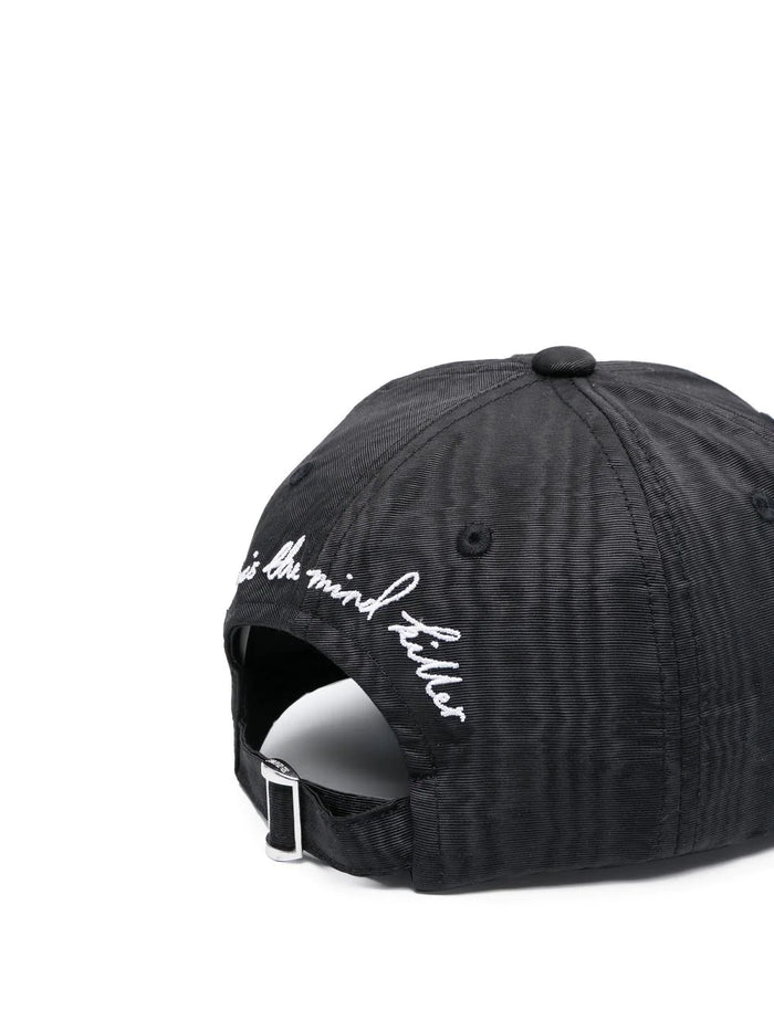 MARINE SERRE WOMEN Logo-embroidered Moiré Cap Black - MAISONDEFASHION.COM