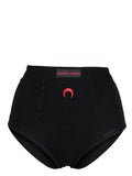 MARINE SERRE WOMEN Organic-Cotton Ribbed Panties Black/Red - MAISONDEFASHION.COM