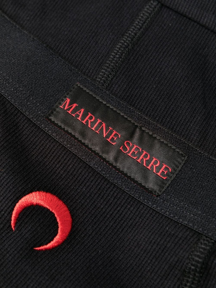 MARINE SERRE WOMEN Organic-Cotton Ribbed Panties Black/Red - MAISONDEFASHION.COM