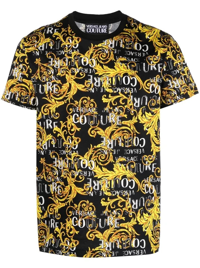 VERSACE MEN Baroque Print T-Shirt Black/Gold - MAISONDEFASHION.COM
