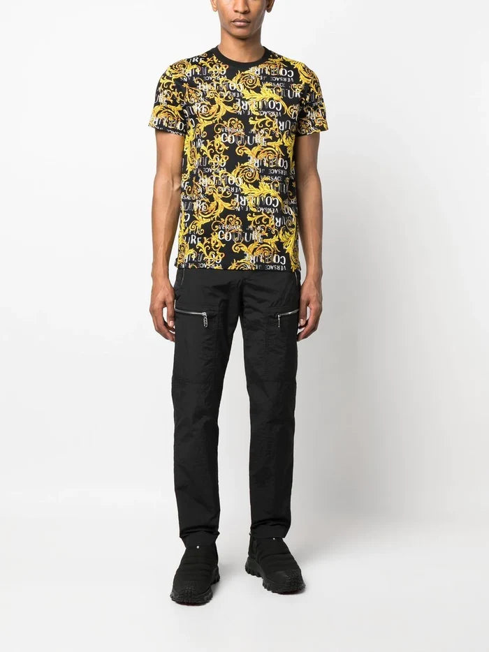 VERSACE MEN Baroque Print T-Shirt Black/Gold - MAISONDEFASHION.COM
