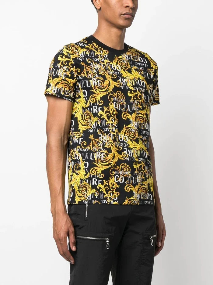 VERSACE MEN Baroque Print T-Shirt Black/Gold - MAISONDEFASHION.COM