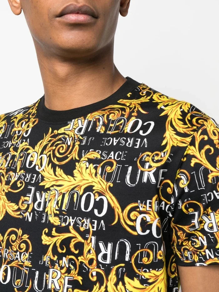 VERSACE MEN Baroque Print T-Shirt Black/Gold - MAISONDEFASHION.COM