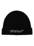 OFF-WHITE MEN Bookish Logo Knit Beanie Black/White - MAISONDEFASHION.COM