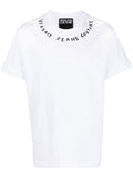 VERSACE MEN Neck Doodle Logo Print T-Shirt White/Black - MAISONDEFASHION.COM