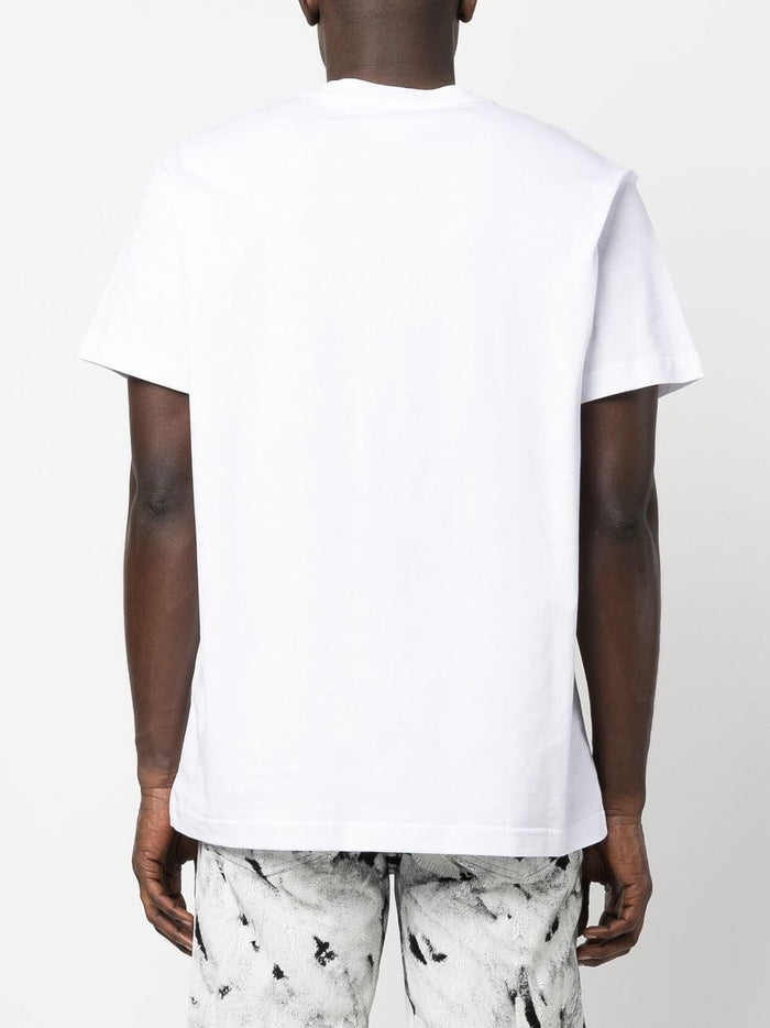 VERSACE MEN Neck Doodle Logo Print T-Shirt White/Black - MAISONDEFASHION.COM