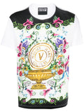 VERSACE MEN V Emblem Garden Print T-Shirt White/Multi - MAISONDEFASHION.COM