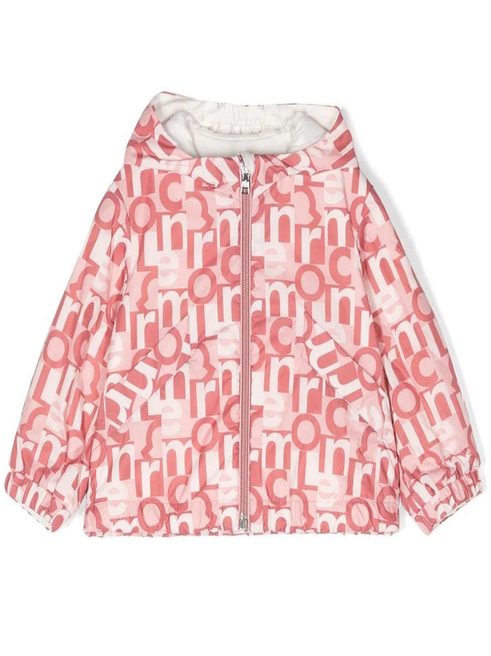 MONCLER BABY All Over Logo Print Vernant Jacket Pink - MAISONDEFASHION.COM