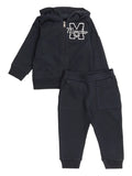 MONCLER BABY Boys Embroidered Teddy Logo Sweatsuit Set Navy - MAISONDEFASHION.COM
