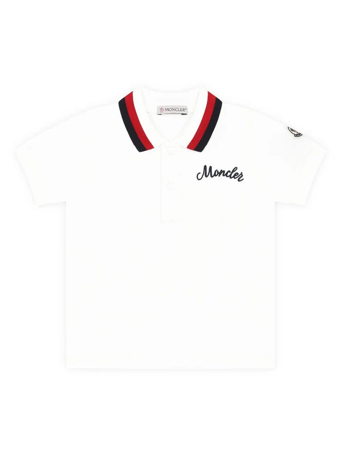 MONCLER BABY Boys Logo-embroidered Polo Shirt White - MAISONDEFASHION.COM