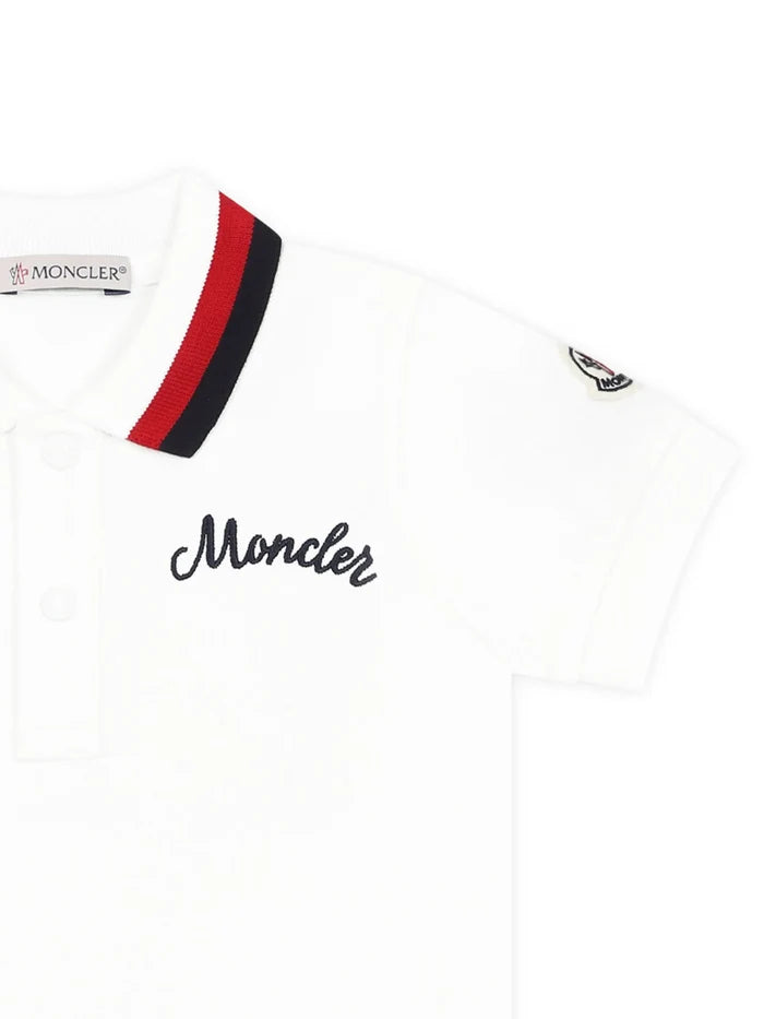 MONCLER BABY Boys Logo-embroidered Polo Shirt White - MAISONDEFASHION.COM