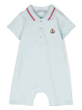 MONCLER BABY Boys Logo Patch Romper Light Blue - MAISONDEFASHION.COM