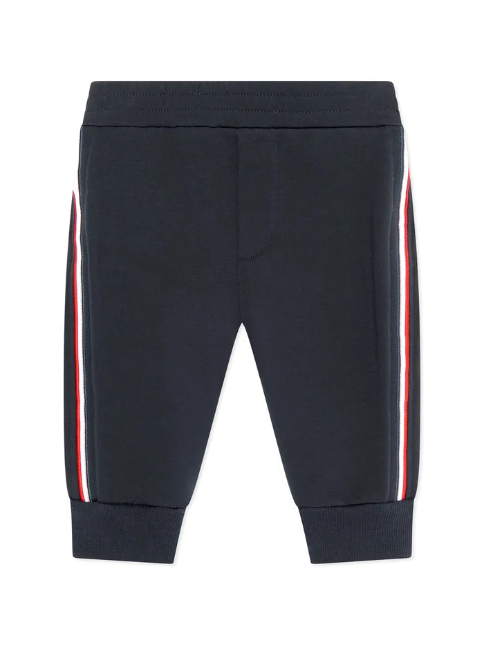 MONCLER BABY Boys Logo Patch Sweat Pants Navy - MAISONDEFASHION.COM