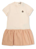 MONCLER BABY Girls Gathered Cotton Dress Light Pink - MAISONDEFASHION.COM