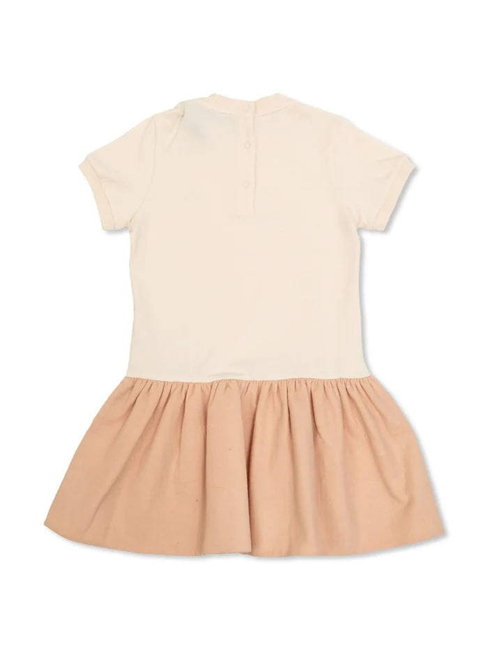 MONCLER BABY Girls Gathered Cotton Dress Light Pink - MAISONDEFASHION.COM