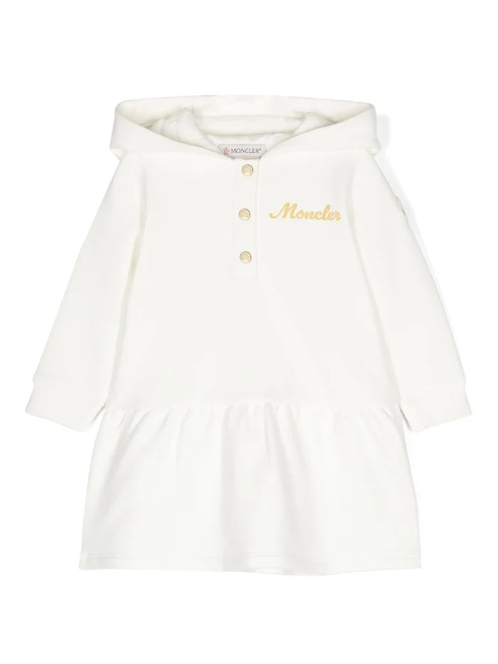 MONCLER BABY Girls Logo Patch Padded Dress White - MAISONDEFASHION.COM