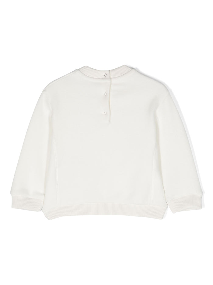 MONCLER BABY Girls Logo Patch Sweatshirt White/Pink - MAISONDEFASHION.COM