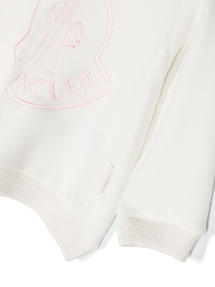 MONCLER BABY Girls Logo Patch Sweatshirt White/Pink - MAISONDEFASHION.COM