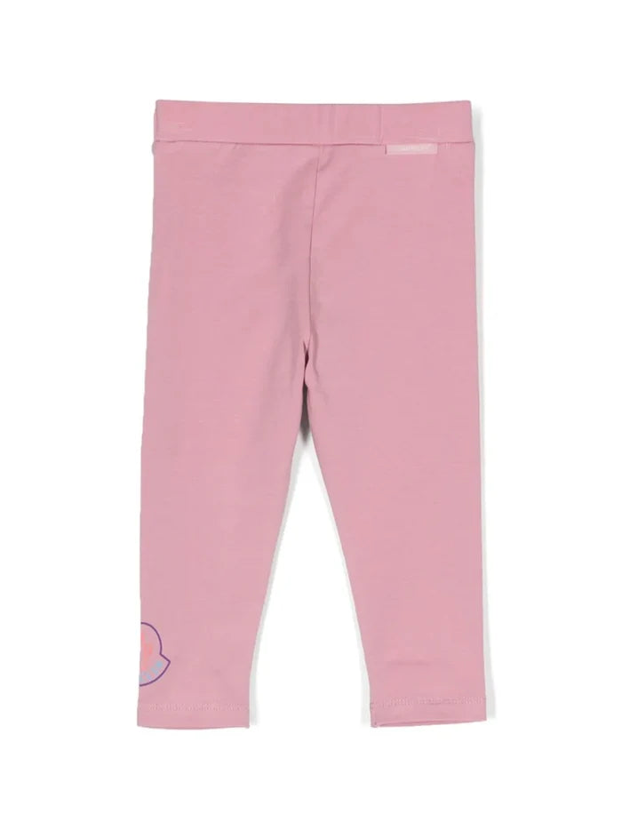 MONCLER BABY Girls Multicolour Logo Leggings Pink - MAISONDEFASHION.COM