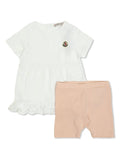 MONCLER BABY Girls Ruffle-Trimmed Cotton Set White/Pink - MAISONDEFASHION.COM