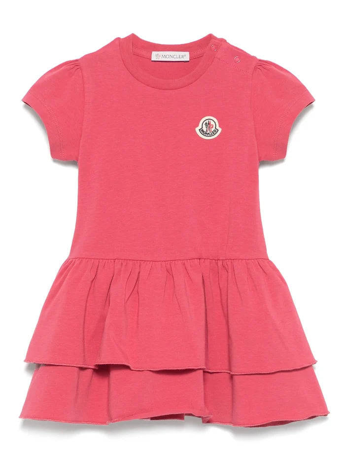 MONCLER BABY Girls Short-sleeves Dress Coral Pink - MAISONDEFASHION.COM