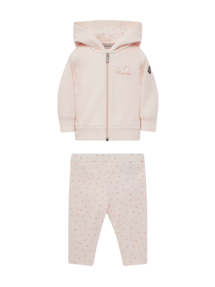 MONCLER BABY Girls Star Print Cotton Tracksuit Set Pink - MAISONDEFASHION.COM