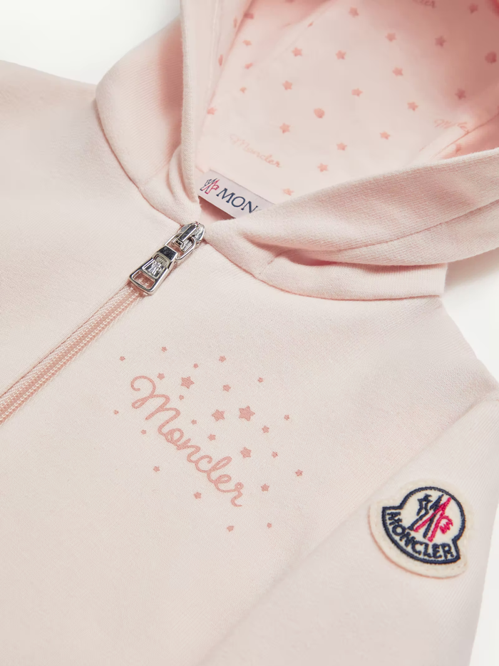 MONCLER BABY Girls Star Print Cotton Tracksuit Set Pink - MAISONDEFASHION.COM
