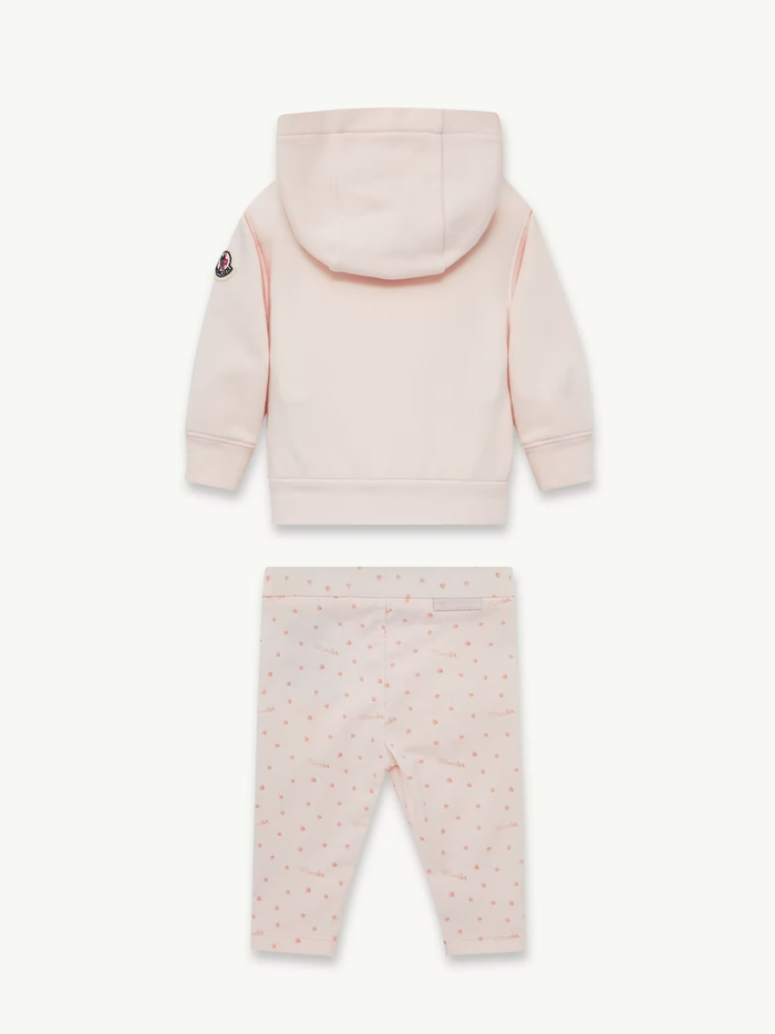 MONCLER BABY Girls Star Print Cotton Tracksuit Set Pink - MAISONDEFASHION.COM