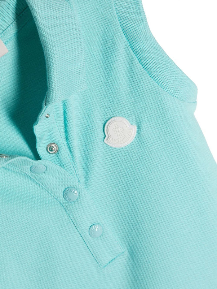 MONCLER BABY Logo Embroidered Dress Blue - MAISONDEFASHION.COM