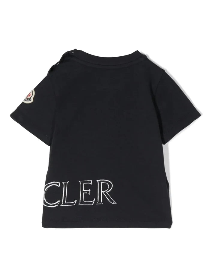 MONCLER BABY Logo Graphic Print T-Shirt Navy/White - MAISONDEFASHION.COM