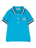 MONCLER BABY Logo Patch Polo Shirt Blue - MAISONDEFASHION.COM