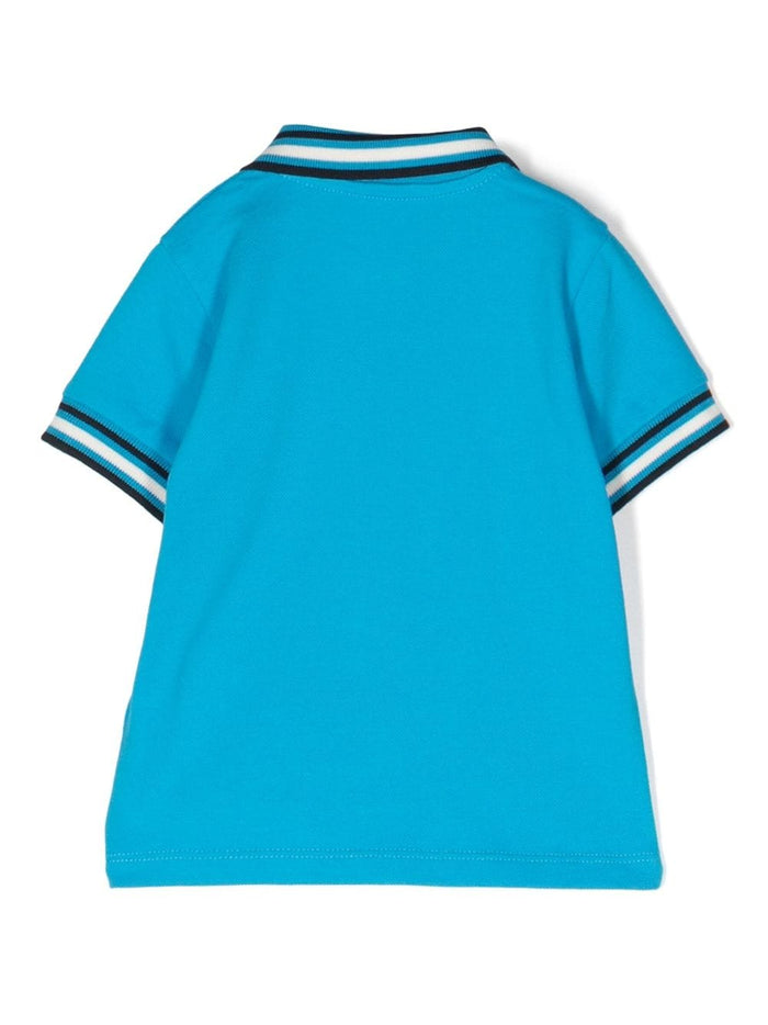 MONCLER BABY Logo Patch Polo Shirt Blue - MAISONDEFASHION.COM