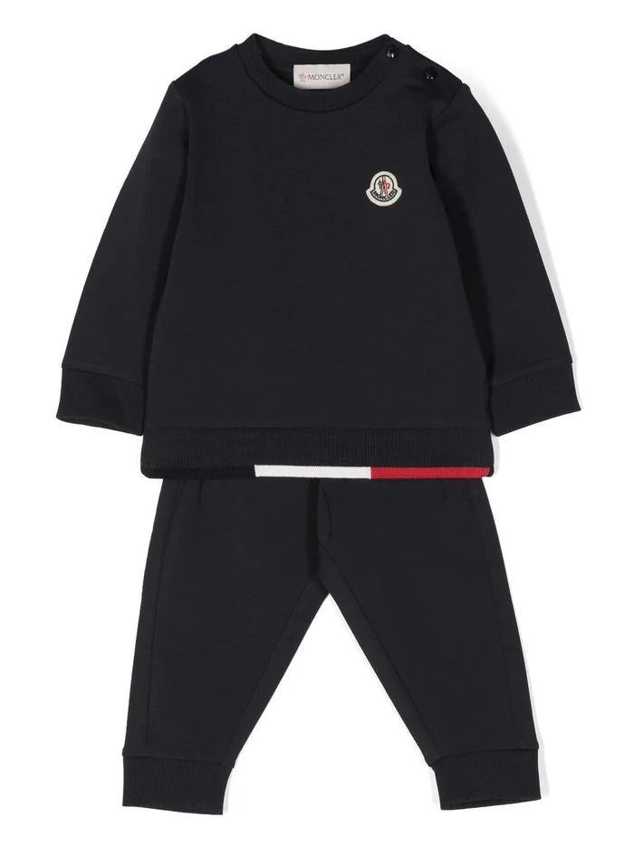 MONCLER BABY Logo Patch Tracksuit Navy - MAISONDEFASHION.COM