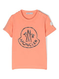 MONCLER BABY Logo Print T-Shirt Orange/Black - MAISONDEFASHION.COM