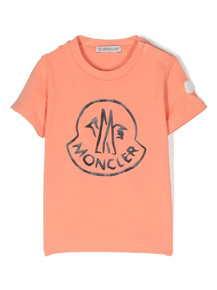 MONCLER BABY Logo Print T-Shirt Orange/Black - MAISONDEFASHION.COM