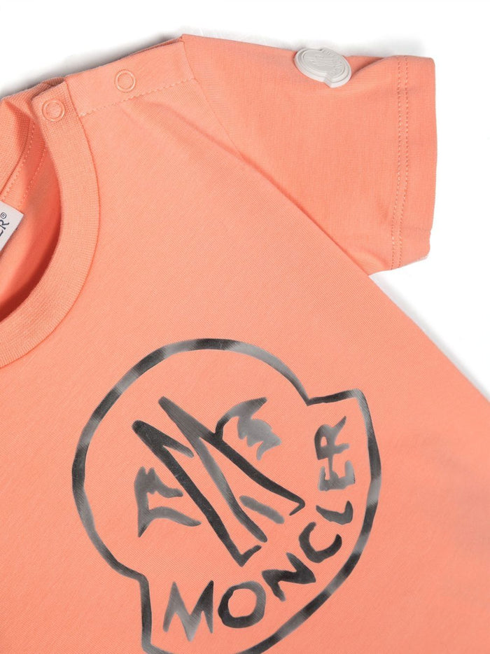 MONCLER BABY Logo Print T-Shirt Orange/Black - MAISONDEFASHION.COM
