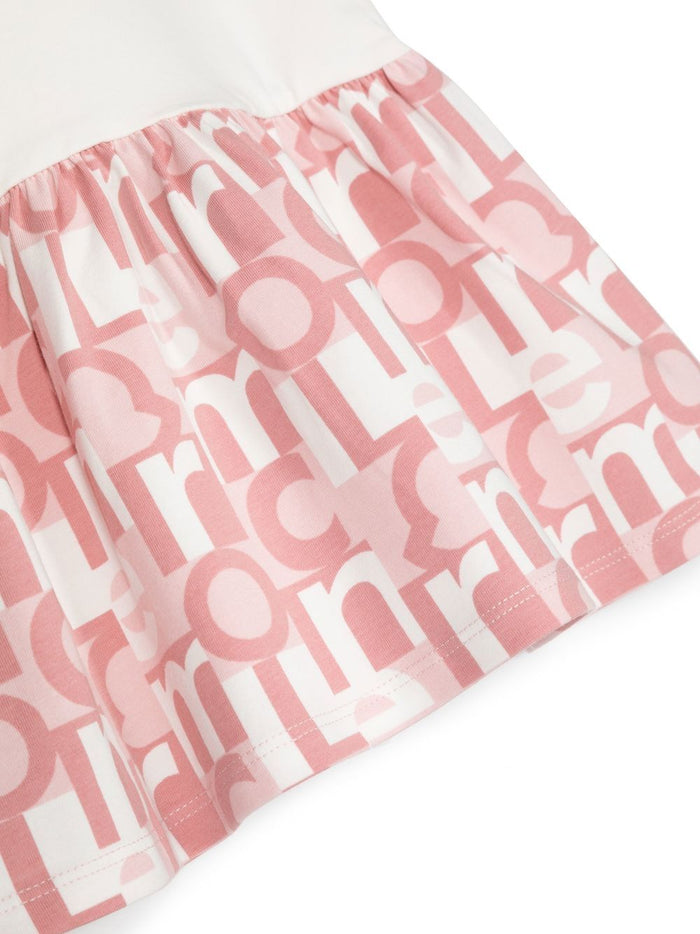 MONCLER BABY Monogram Print Dress White/Pink - MAISONDEFASHION.COM