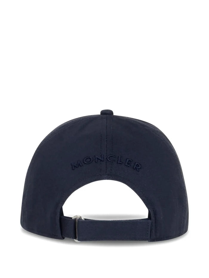 MONCLER Cotton Gabardine Logo Patch Cap Navy Blue - MAISONDEFASHION.COM