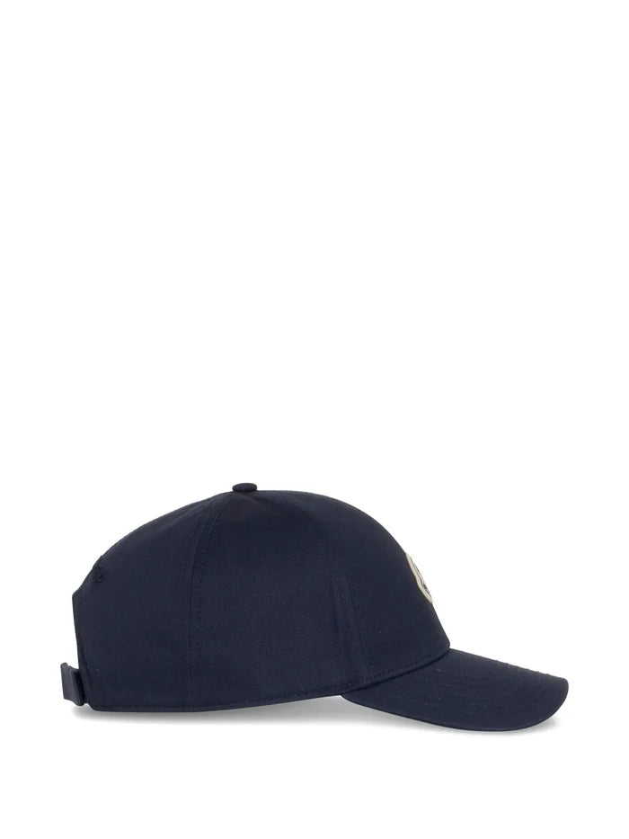 MONCLER Cotton Gabardine Logo Patch Cap Navy Blue - MAISONDEFASHION.COM