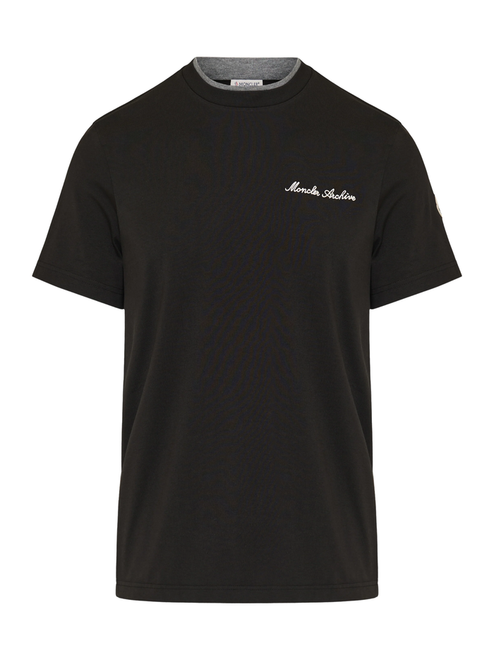 MONCLER Embroidered Logo Cotton T-shirt Black - MAISONDEFASHION.COM