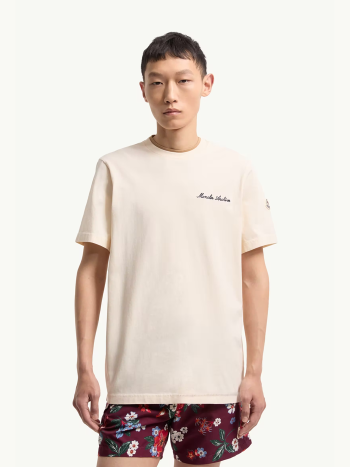 MONCLER Embroidered Logo Cotton T-Shirt White