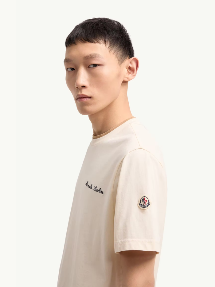 MONCLER Embroidered Logo Cotton T-Shirt White