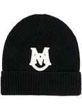 MONCLER Embroidered Monogram Beanie Black - MAISONDEFASHION.COM