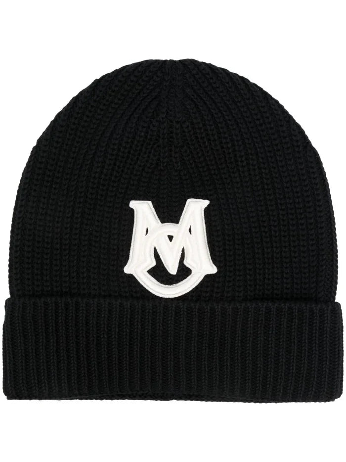 MONCLER Embroidered Monogram Beanie Black - MAISONDEFASHION.COM