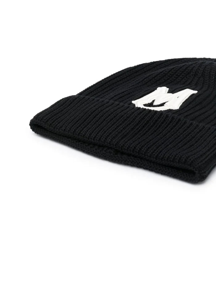 MONCLER Embroidered Monogram Beanie Black - MAISONDEFASHION.COM
